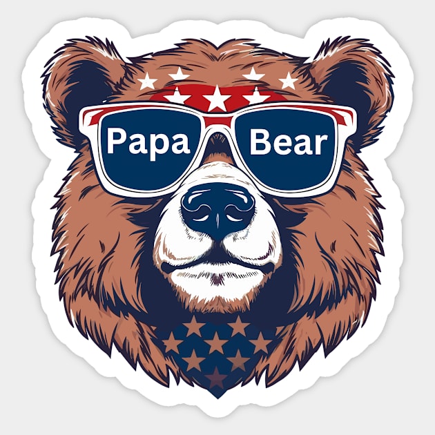 Papa Bear Sunglass Shirt, Papa Shirt, Dad TShirt, Father's Day t-shirt, Papa Gift, New Dad Shirt, Grandpa Gift, Father's Day Gift, Dad 4th of July Sticker by HoosierDaddy